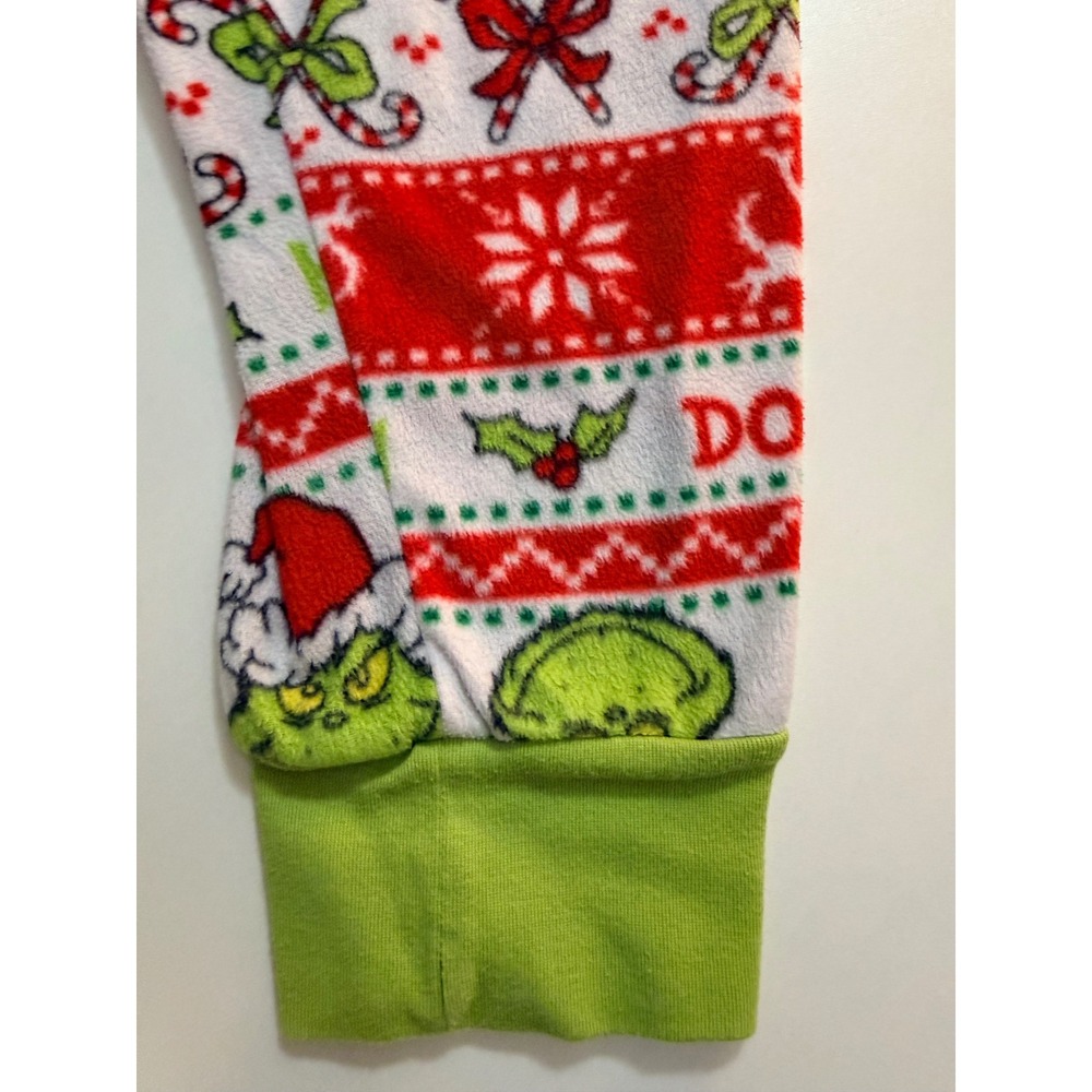 Grinch Women Pajama Pants Red White Holiday Fleece Joggers L - Picture 5 of 6
